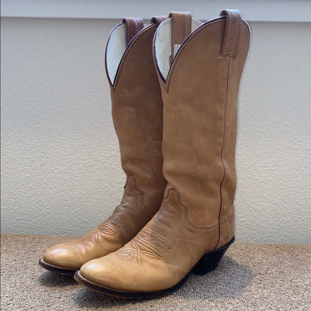 Olathe Tan Leather Women’s Cowboy Boots 9.5B 4055 24 37775